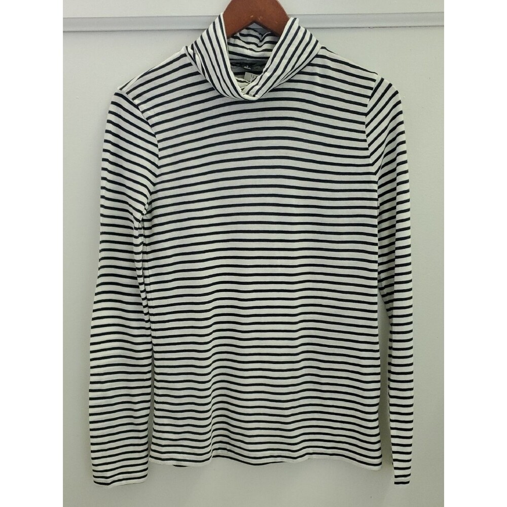 J. Crew Mercantile Striped Cotton Turtleneck Navy And White Size Small